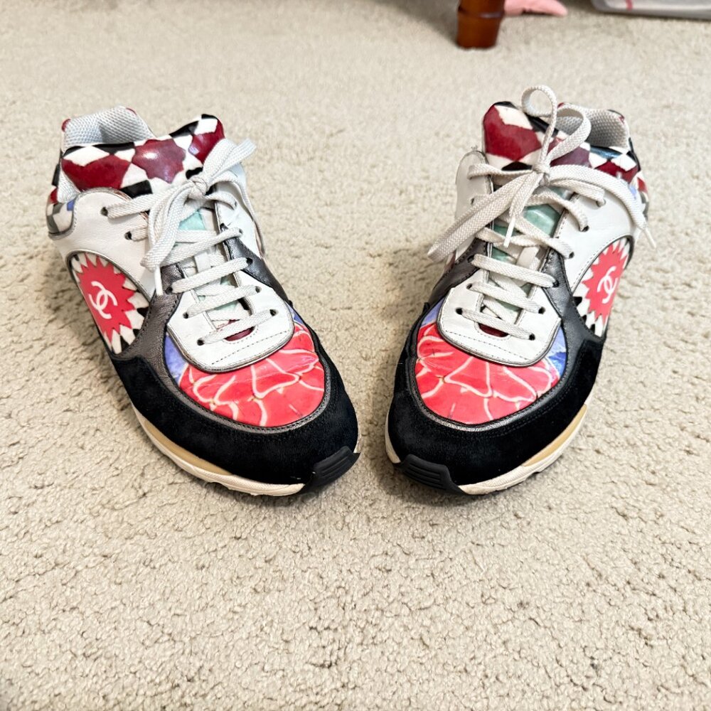$1869 Authentic CHANEL Made in ITALY Women's Multi-Colors Low Trainers Sz.38 - Picture 5 of 12